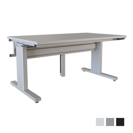 BOSTONTEC Electric Height Adjust Workbench, 36"d X 60"w, 500 lb cap, Laminate Top, Leveler Glide Feet, PLT PB3660-FA36G-3M3660 - P